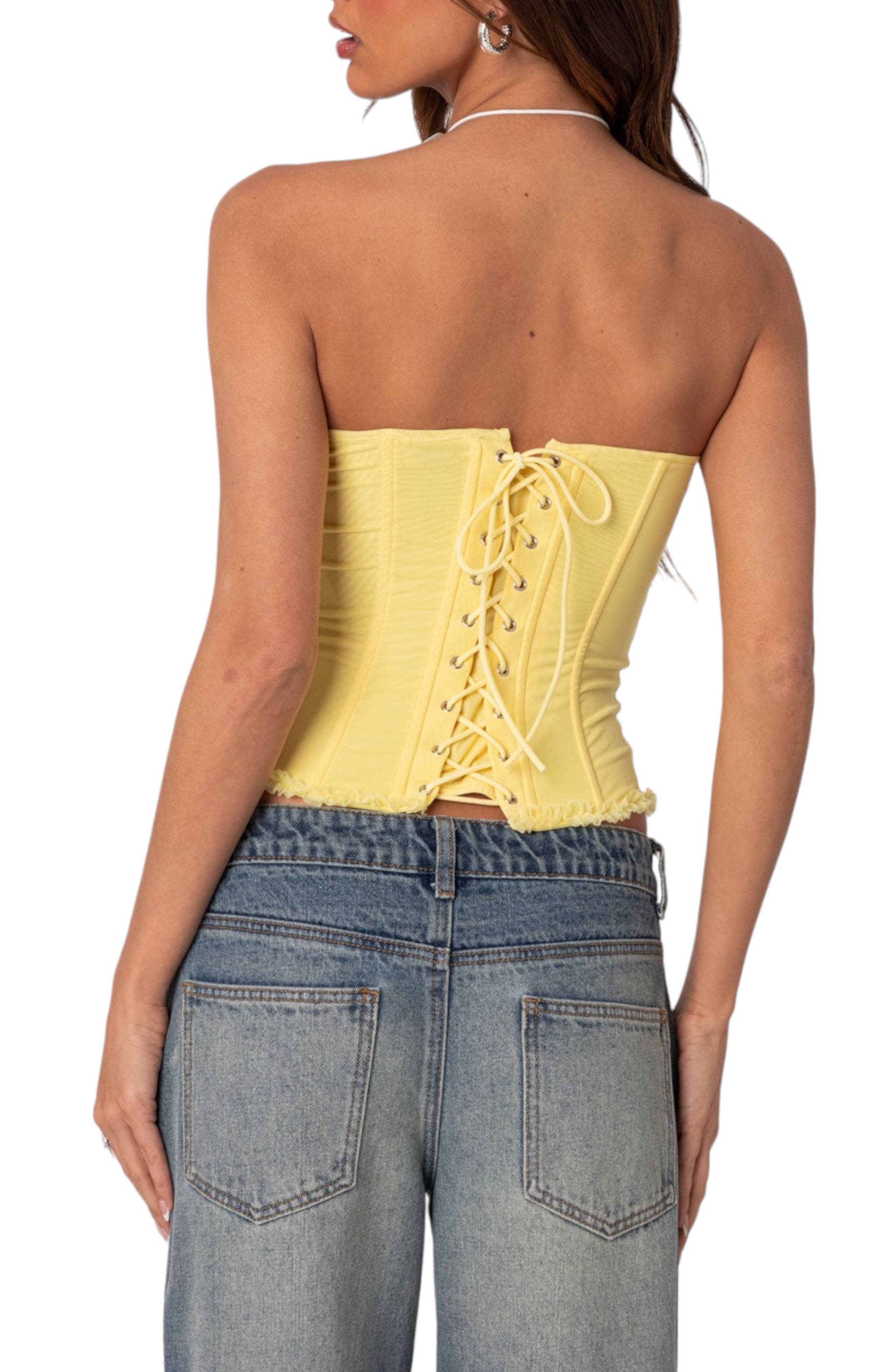 EDIKTED Deirdre Mesh Corset Top (Women) | Nordstrom
