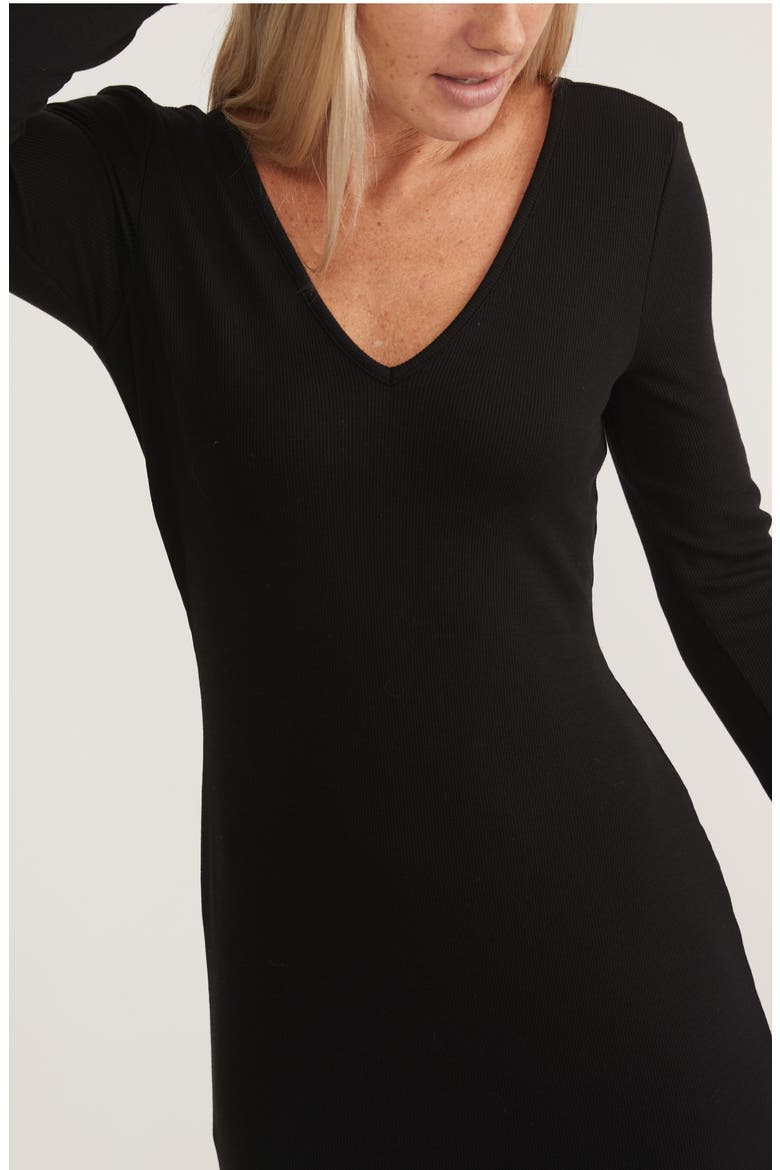 Lexi Long Sleeve V-Neck Dress, Alternate, color, BLACK