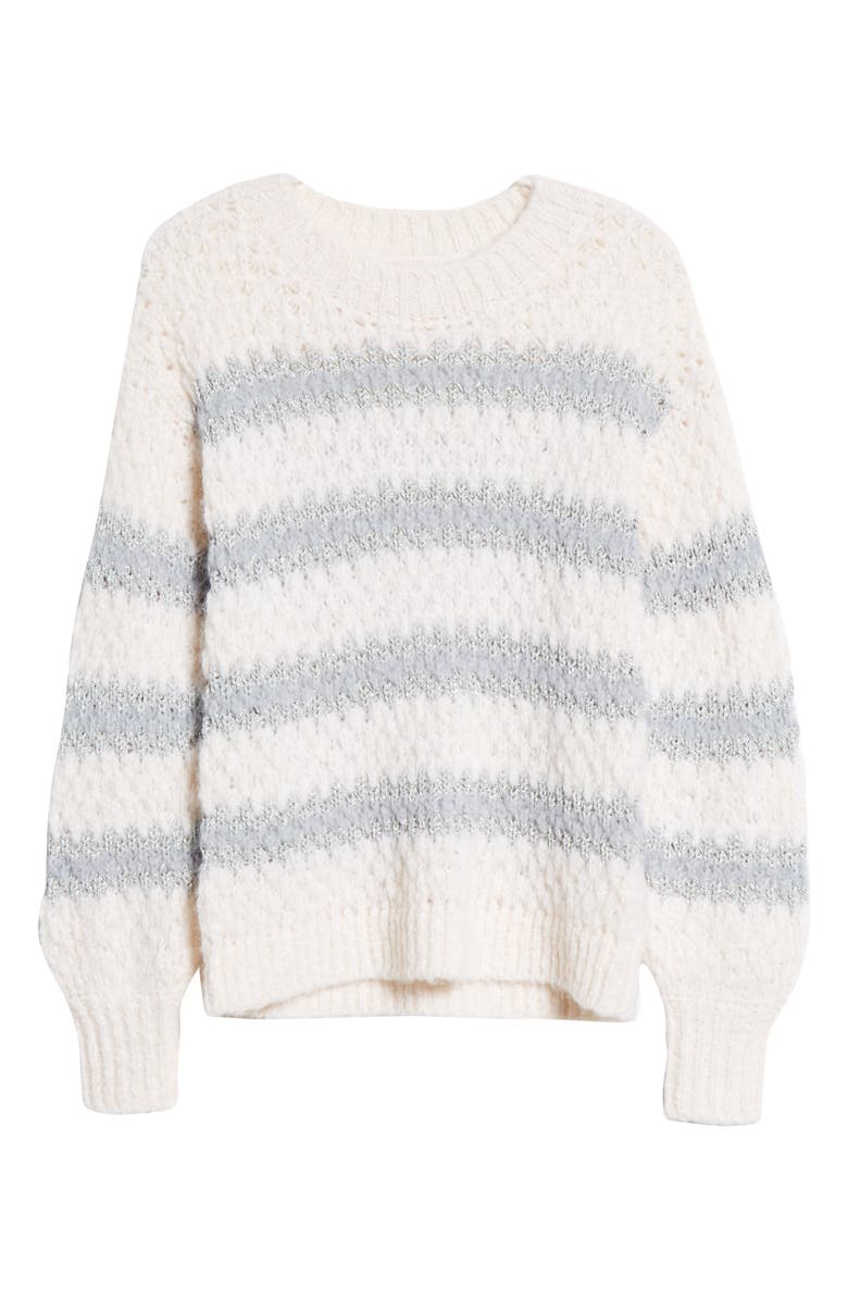 Rebecca Taylor Metallic Stripe Crewneck Sweater, Alternate, color,