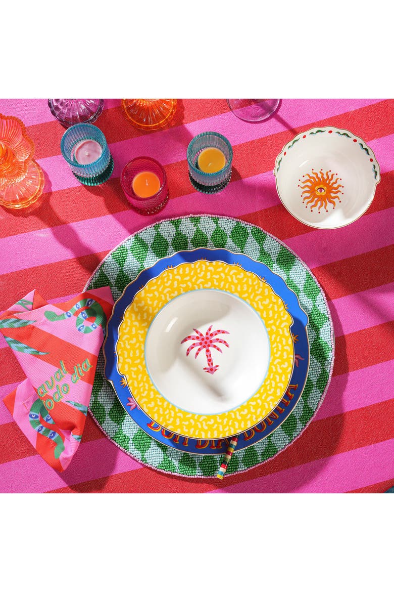 Porcelain Supplate and Bowl 2 Pcs Set, Alternate, color, Yellow