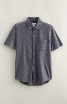 Nordstrom Kids' Short Sleeve Knit Button-Up Shirt