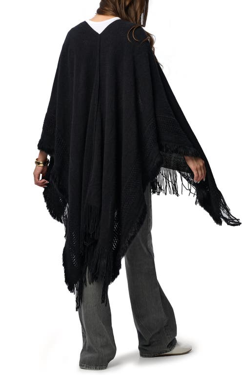 Saachi Tara Fringe Trim Open Front Ruana In Black