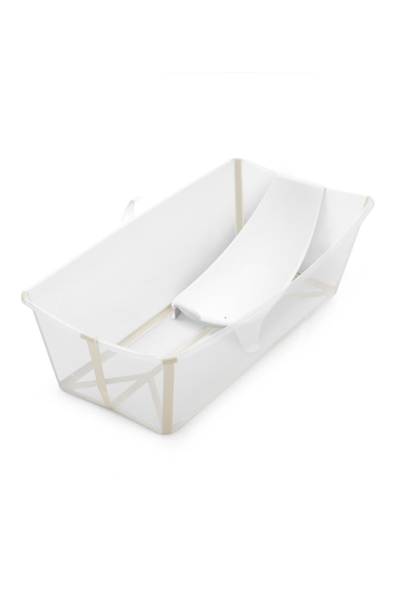 Flexi Bath® Extra Large Foldable Baby Bath Tub with Temperature Plug & Infant Insert, Main, color, SANDY BEIGE