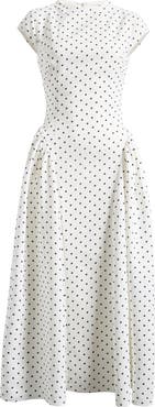 Odd Muse Dot Gathered Midi Dress