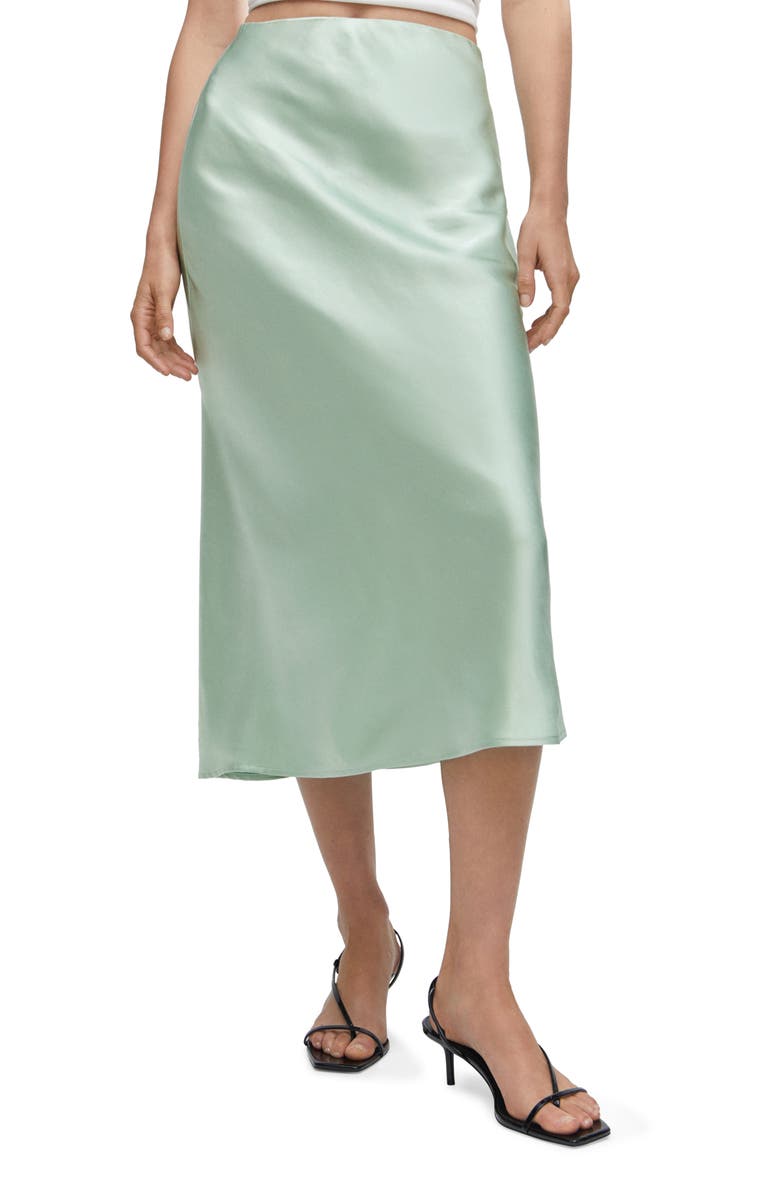 MANGO Satin Midi Skirt, Main, color,