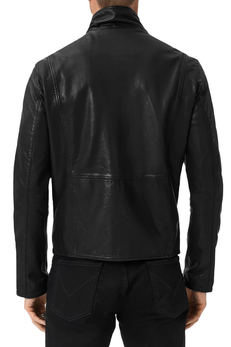 Jared Leather Racer Jacket, Alternate, color, BLACK