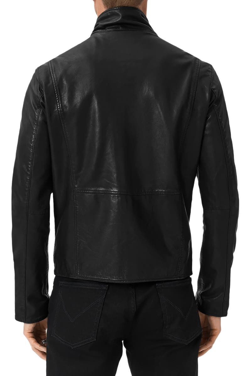 John Varvatos Jared Leather Racer Jacket, Alternate, color, Black