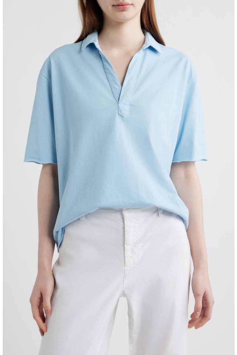 Patty Popover Cotton Top, Main, color, DIVE BLUE