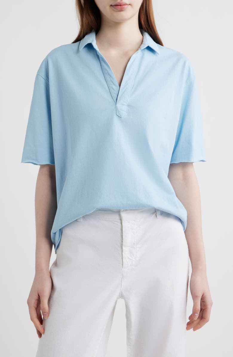 Frank & Eileen Patty Popover Cotton Top, Main, color, Dive Blue