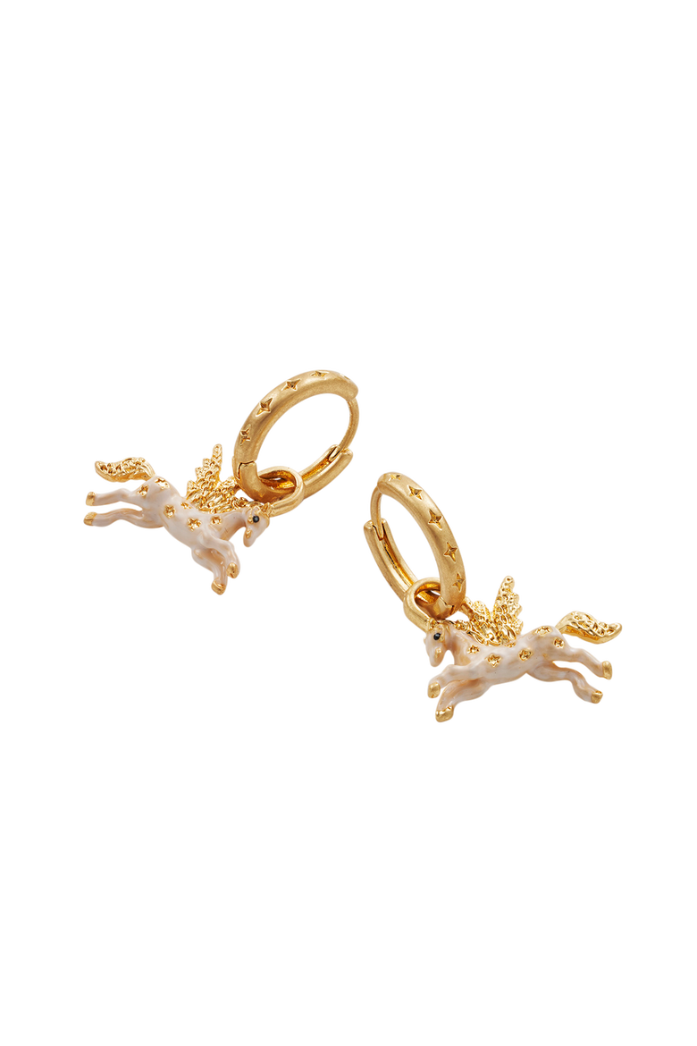 Pegasus Huggie Earrings, Alternate, color, Gold
