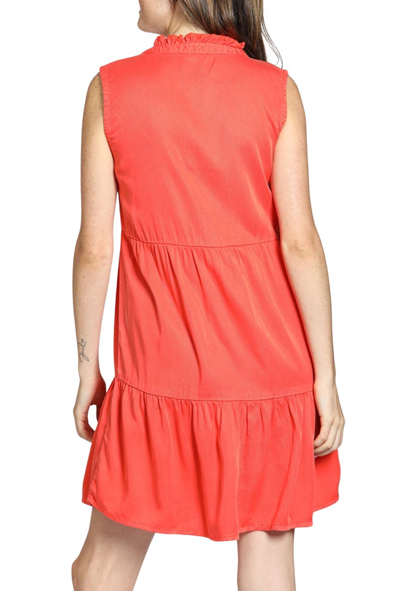 Sleeveless Tiered Dress, Alternate, color, HOT CORAL