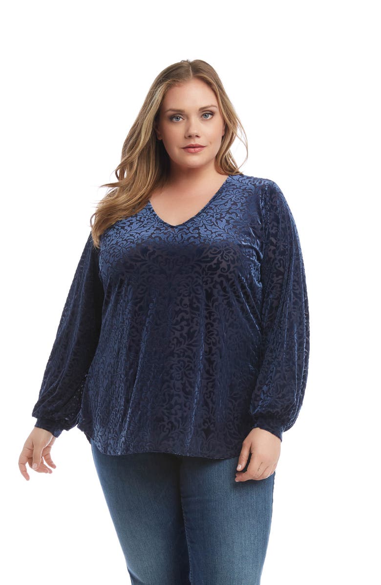 Karen Kane V-Neck Velvet Burnout Top, Alternate, color, 