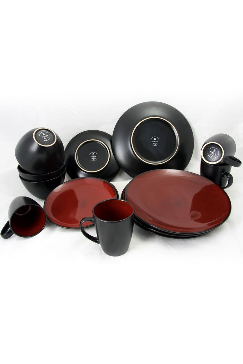 Round 16-Piece Dinnerware Set, Burgundy, Alternate, color, Red