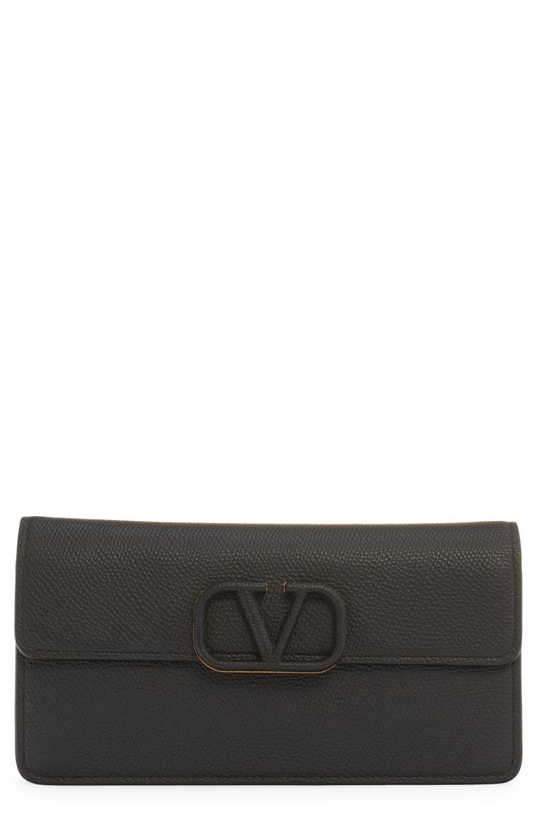 Valentino Garavani VLOGO Signature Leather Wallet on a Chain, Main, color, Nero