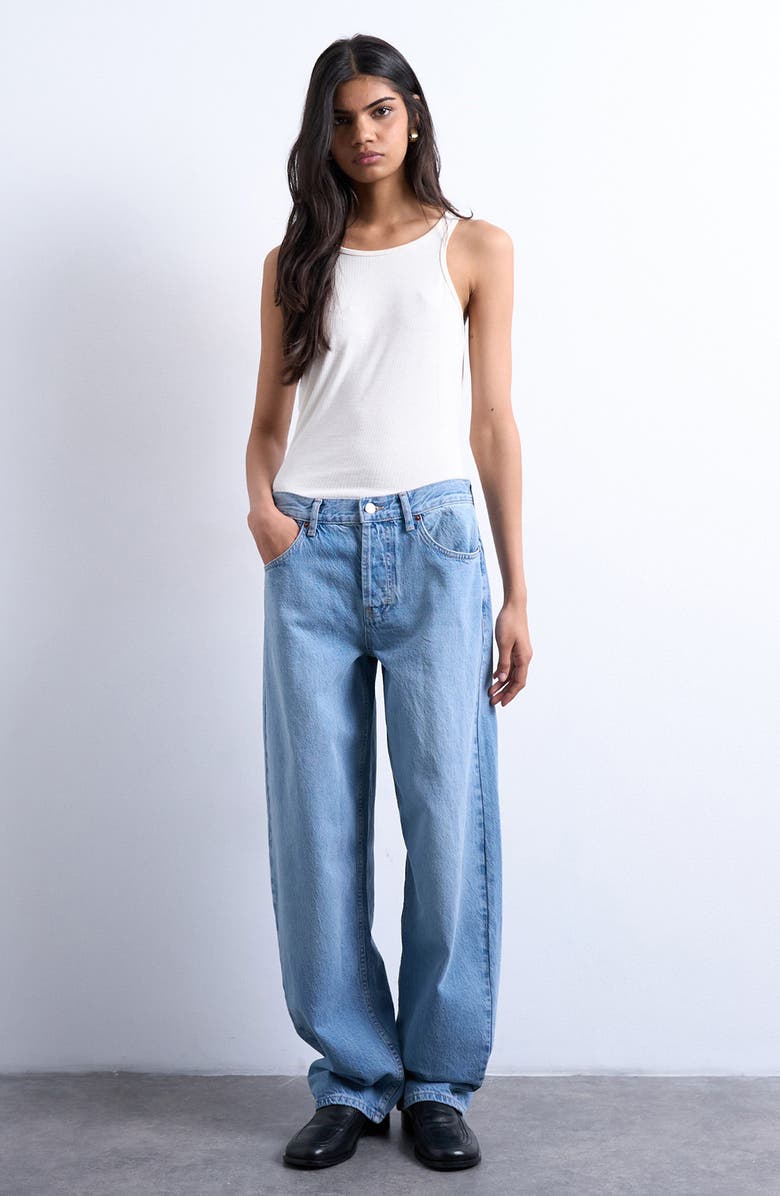 Topshop Lowrie Low Rise Baggy Jeans, Alternate, color, Medium Blue