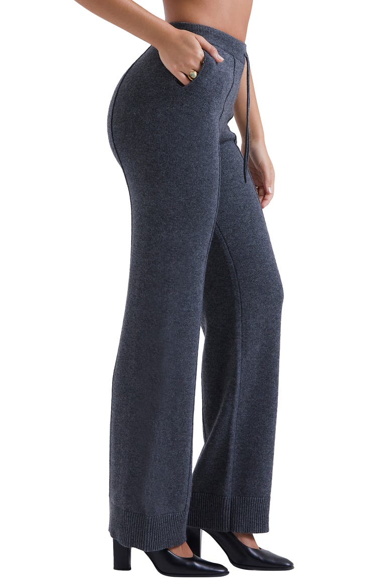 Yalina Tie Waist Knit Track Pants, Alternate, color, GREY MELANGE