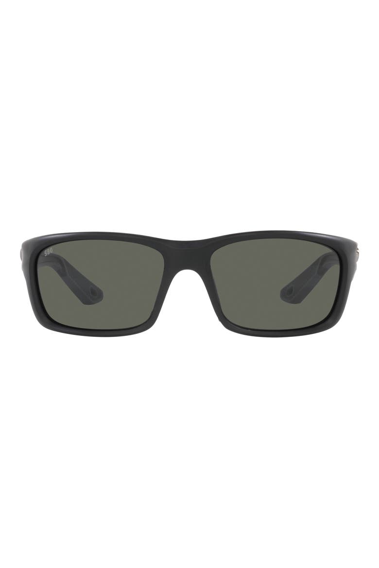 Jose Pro 62mm Polarized Oversize Rectangular Sunglasses, Main, color, MATTE BLACK