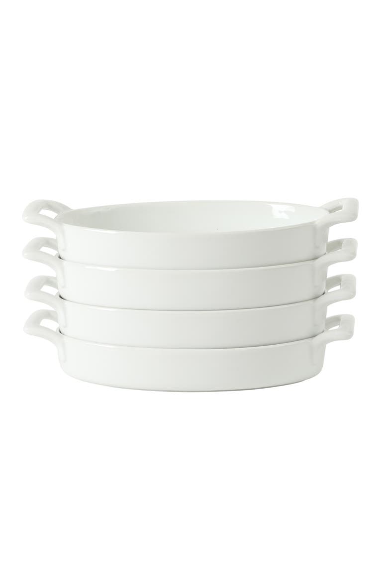 Gracious Dining 4-Piece Oval Au Gratin Stoneware Baking Dish Set, Alternate, color, White