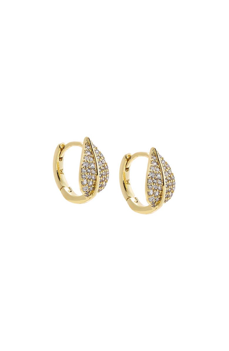 BY ADINA EDEN CZ Pave Leaf Huggie Earring, Main, color, Gold