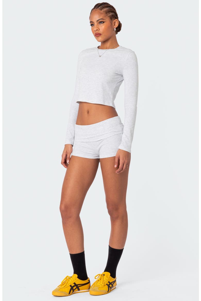 Meg Foldover Shorts, Alternate, color, GRAY-MELANGE