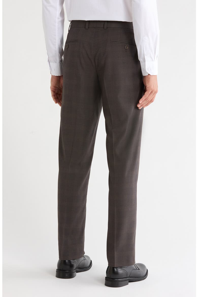 Trim Fit Check Trousers, Alternate, color, BROWN CHECK