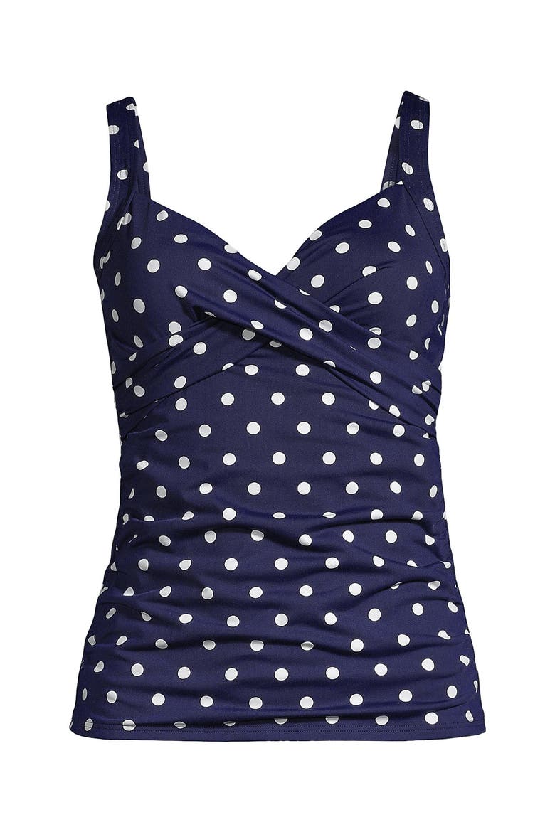 Wrap Underwire Tankini Top Swimsuit, Alternate, color, Deep Sea Polka Dot