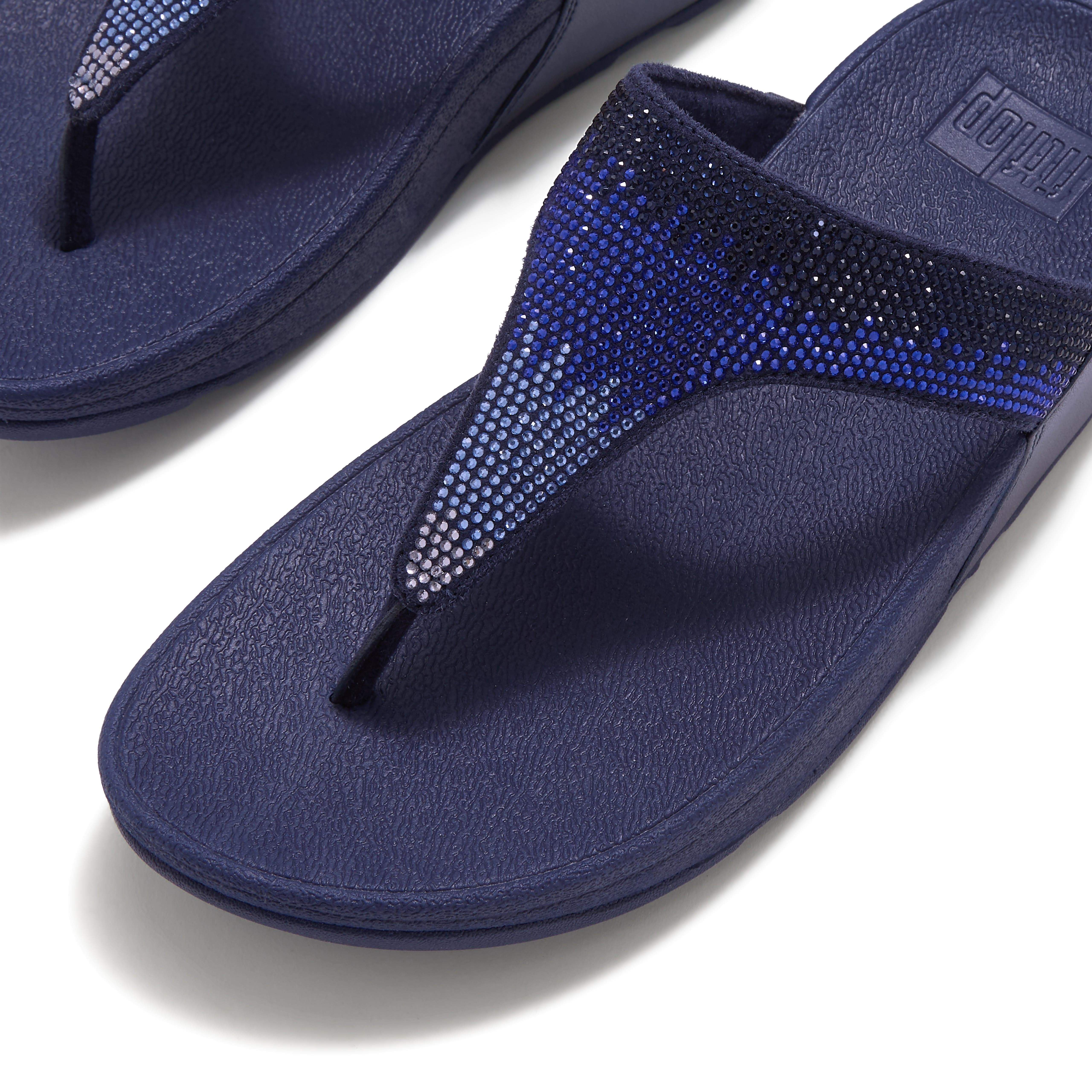 Lulu Ombre Crystal Toe-Post Sandals, Alternate, color, Nightfall Blue