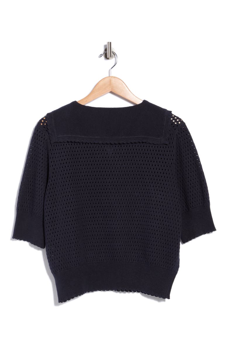 Fern Open Knit Sweater, Alternate, color, NAVY