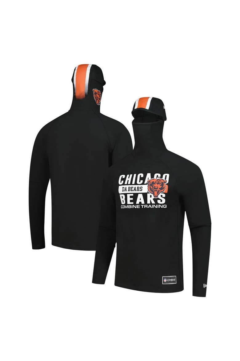 Men's New Era Black Chicago Bears Functional Fandom Balaclava Helmet Stripe Tri-Blend Hoodie, Main, color, Black