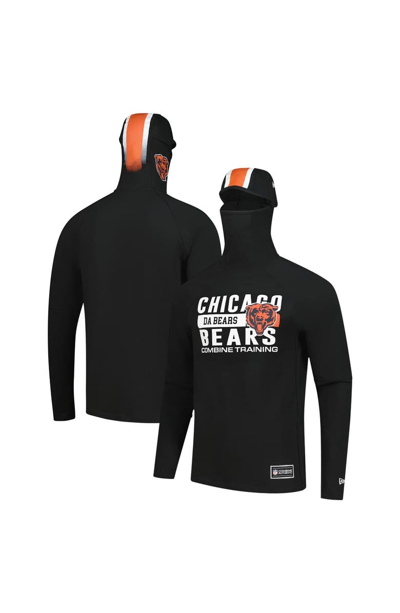 New Era Men's New Era Black Chicago Bears Functional Fandom Balaclava Helmet Stripe Tri-Blend Hoodie, Main, color, Black