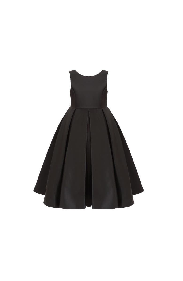 Tulleen Satin Bow-Back Dress, Alternate, color, Black