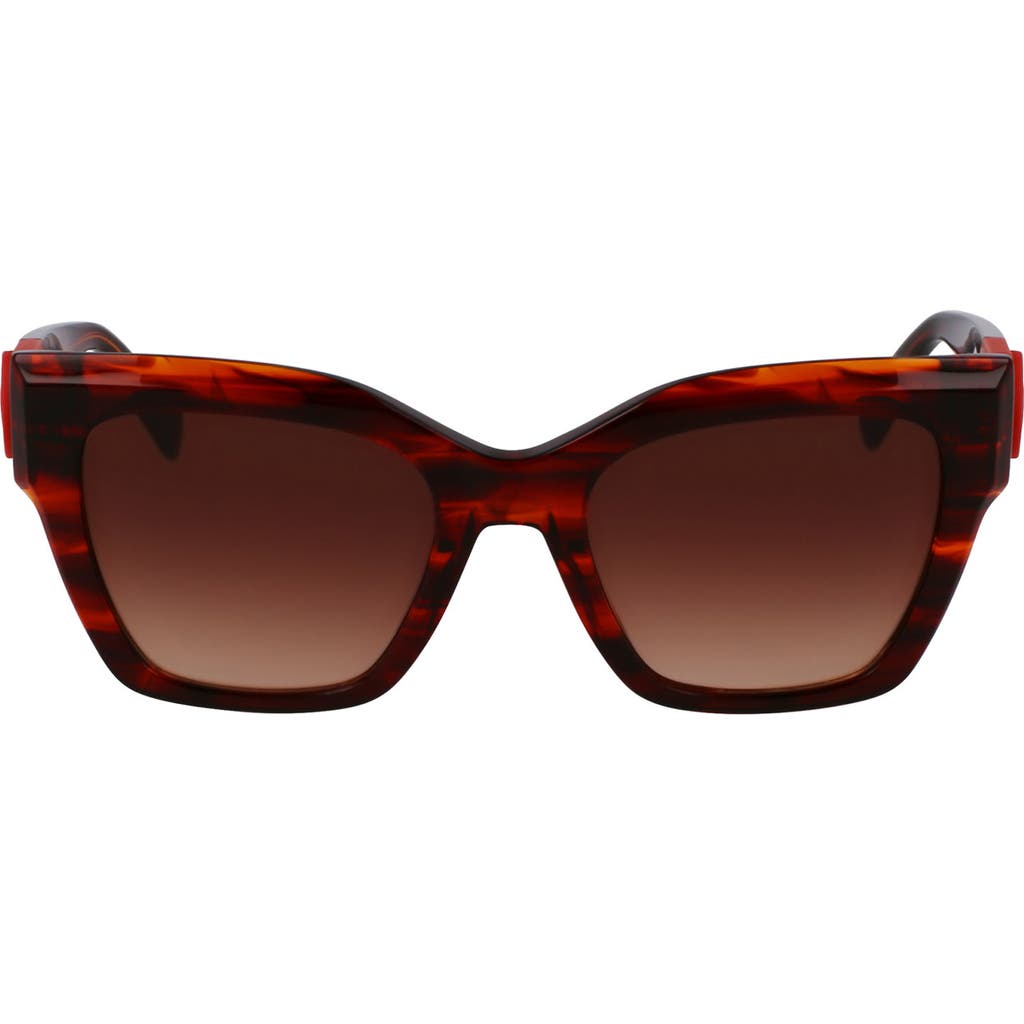 Longchamp Medallion 52mm Modified Rectangular Sunglasses In Striped Red