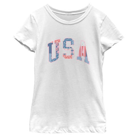 Girls' Usa Patchwork Fill Graphic Short Sleeve T-shirt