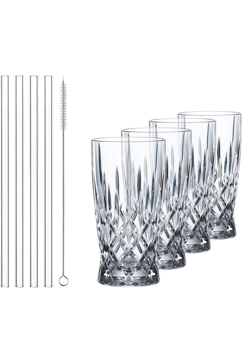 Noblesse Latte Macchaito & Straws, Set of 4, Main, color, Clear