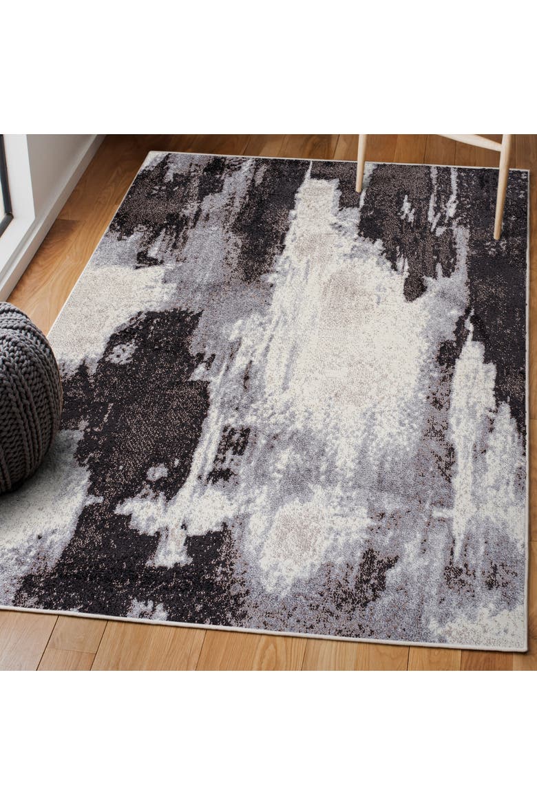 Zoe Contemporary Bohemian Abstract Marble Area Rug, Alternate, color, Charcoal/Cream