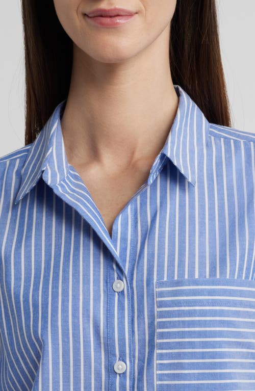 BEACHLUNCHLOUNGE BEACHLUNCHLOUNGE CANDY STRIPE COTTON BLEND BUTTON-UP SHIRT 