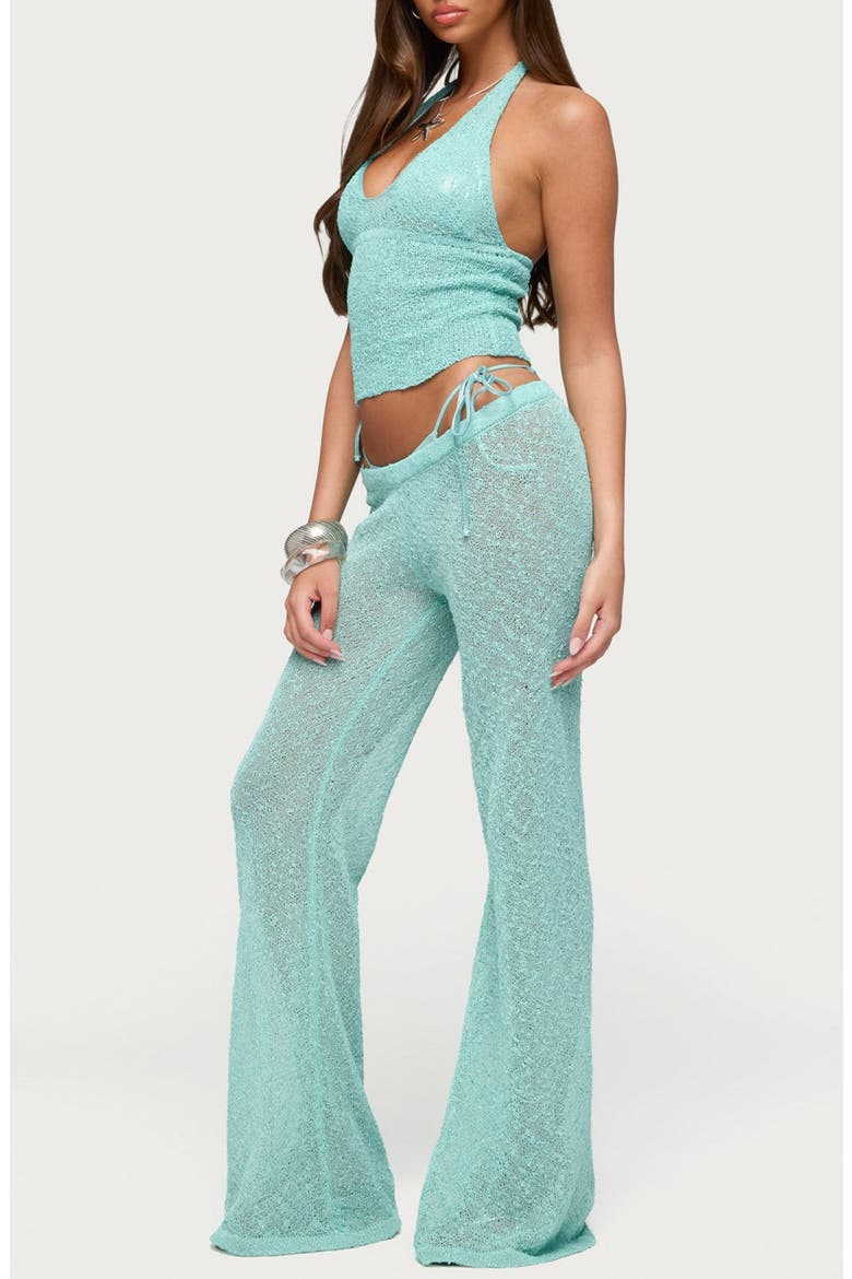 Bena Textured Knit Halter Top, Alternate, color, TURQUOISE