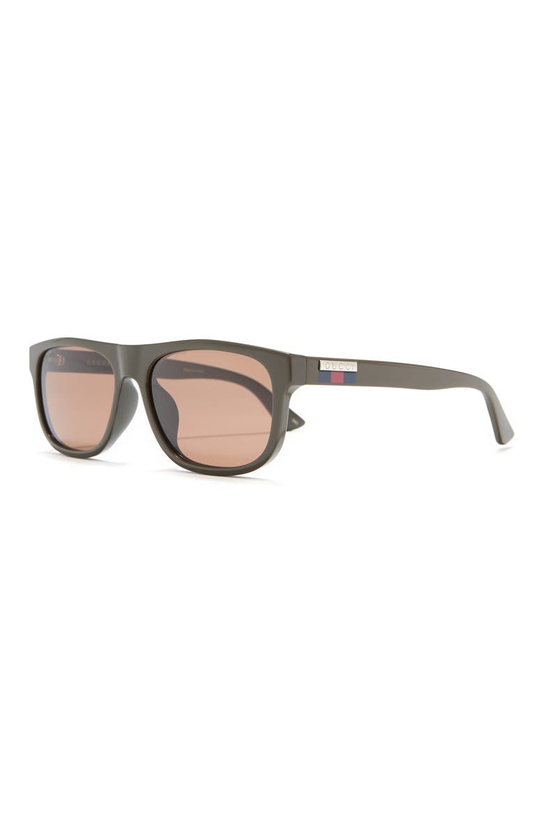 58mm Rectangular Sunglasses, Alternate, color, DK GREEN