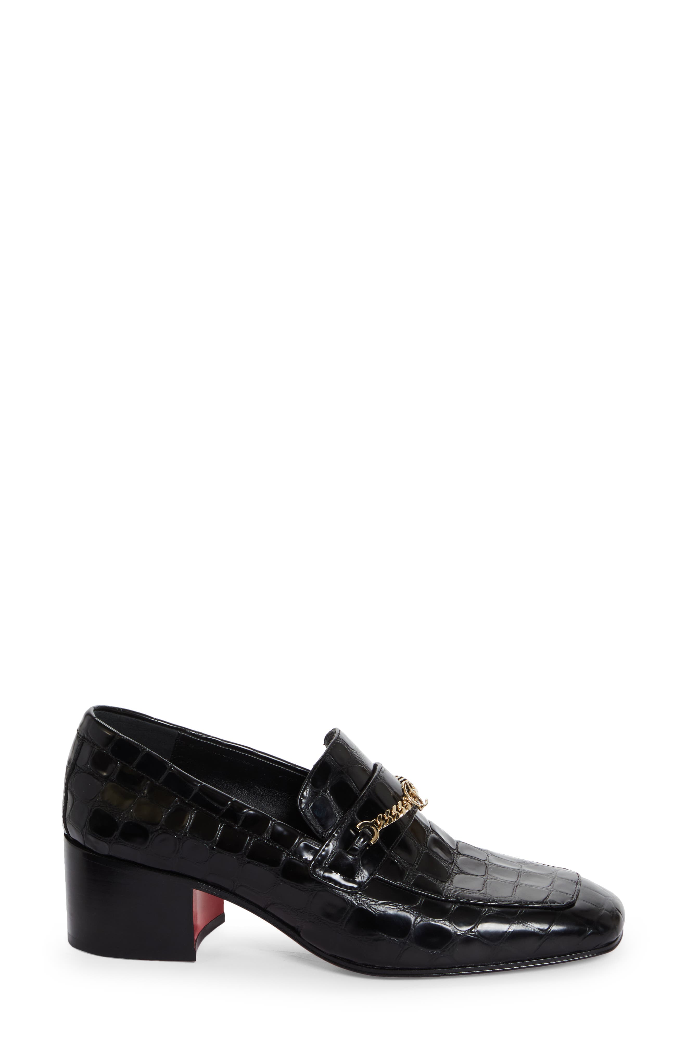 Christian Louboutin MJ Croc Embossed Loafer, Alternate, color, 