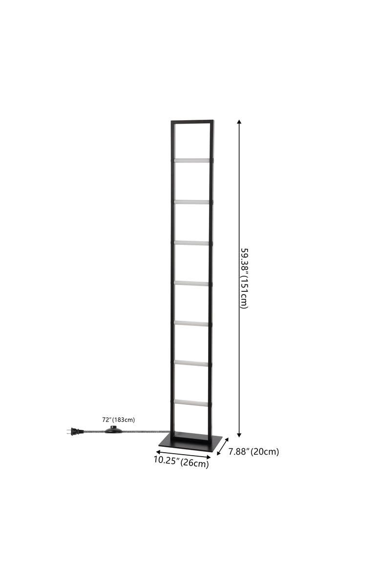 Ivan 59.3" Minimalist Modern Iron Ladder Dimmable Integrated LED Floor Lamp, Black, Alternate, color, Black