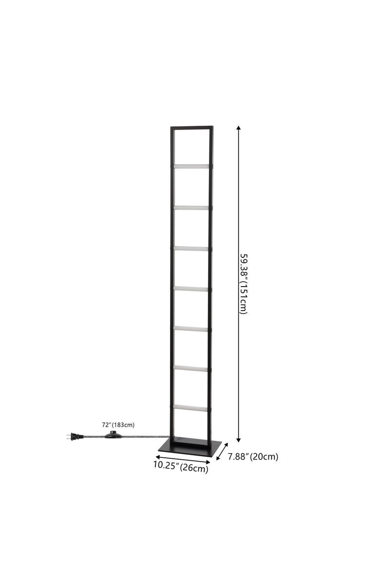 JONATHAN Y Ivan 59.3" Minimalist Modern Iron Ladder Dimmable Integrated LED Floor Lamp, Black, Alternate, color, Black