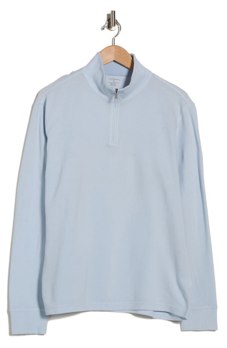 14th & Union Quarter Zip Pullover Sweater, Alternate, color, Blue Skyway Heather