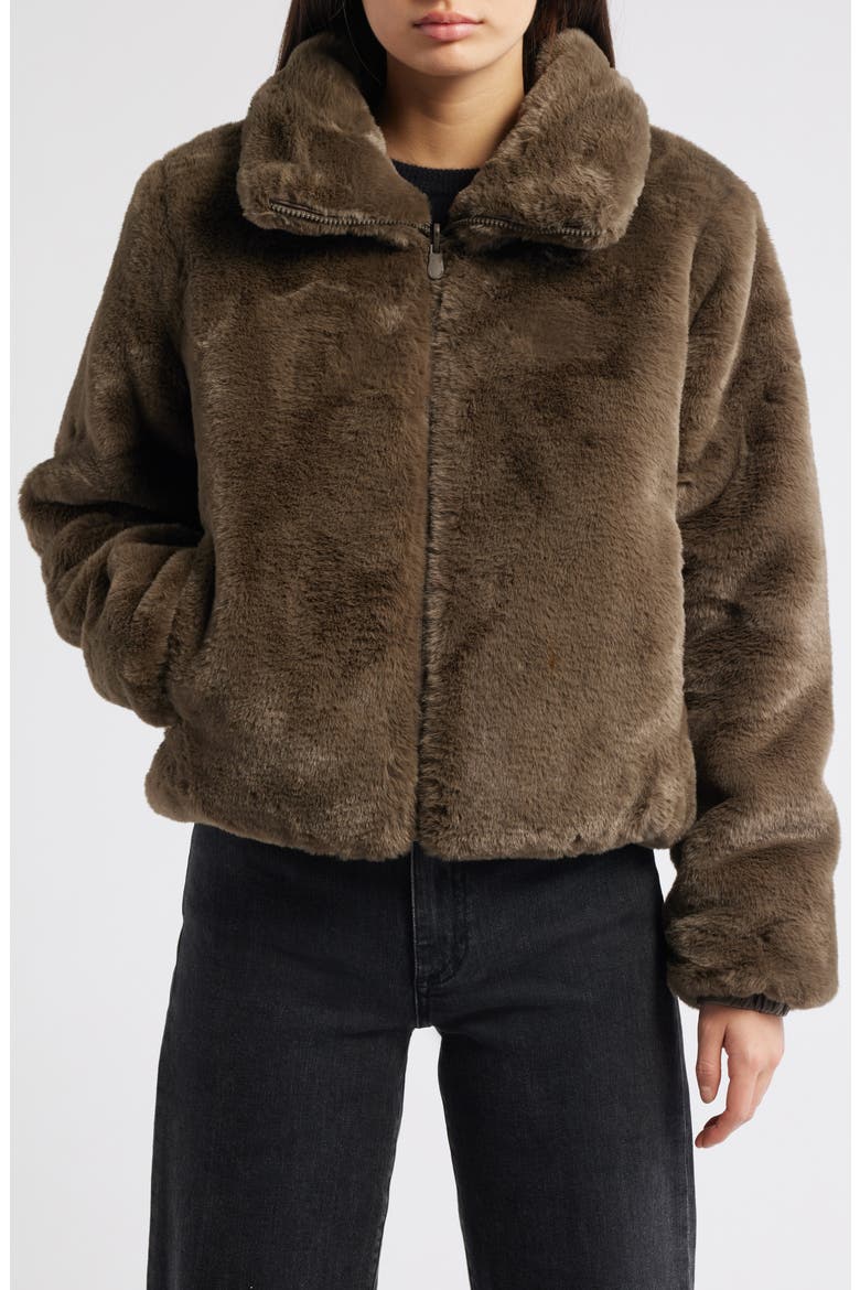 Jeon Water Repellent Reversible Faux Fur Jacket, Alternate, color, MUD