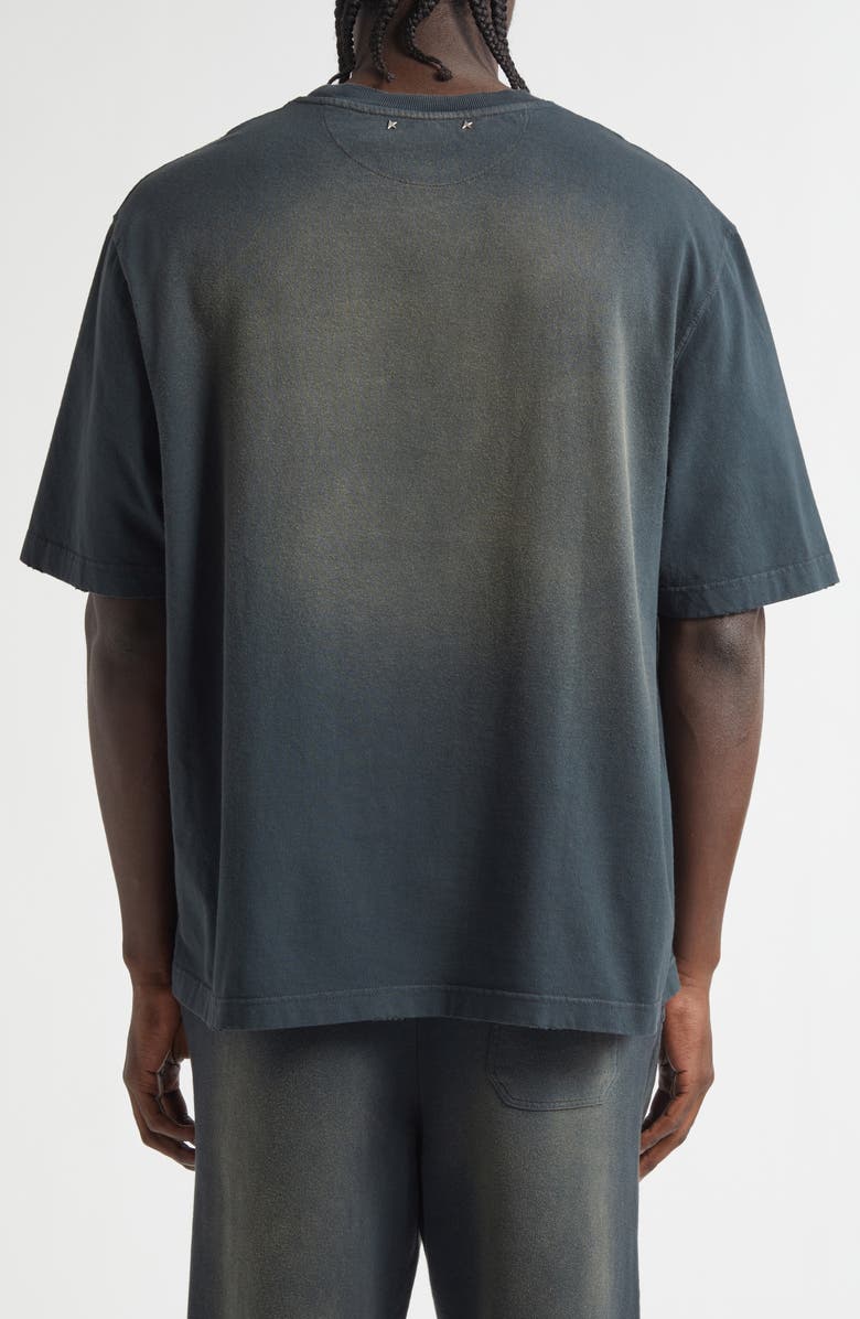 Golden Goose Gender Inclusive Journey Garment Dyed Logo T-Shirt, Alternate, color, Bleached Washed Black