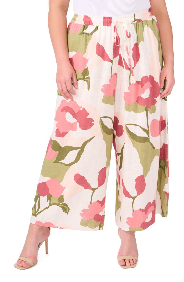 Vince Camuto Floral Print Drawstring Pants, Main, color, 