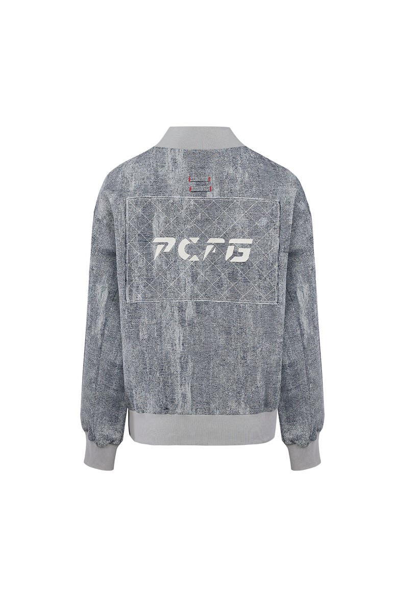 Linen Blend Free Heaven Ripped Look Bomber Jacket, Alternate, color, grey