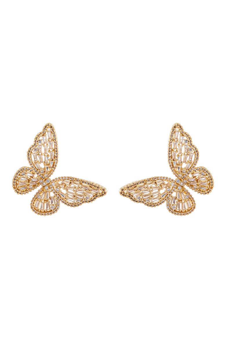 Freeda Butterfly Wing Stud Earrings, Main, color, GOLD