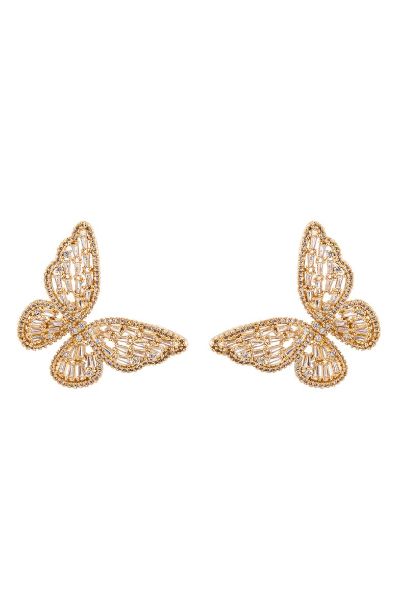 EYE CANDY LOS ANGELES Freeda Butterfly Wing Stud Earrings, Main, color, Gold