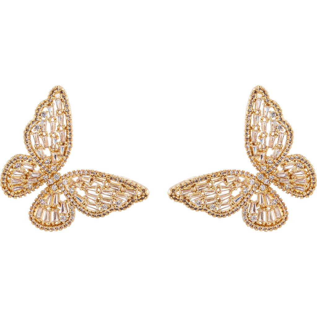 Eye Candy Los Angeles Freeda Butterfly Wing Stud Earrings In Gold