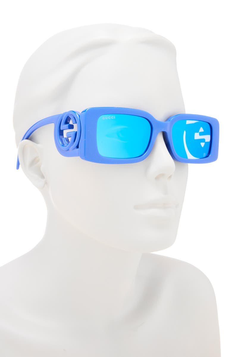Gucci 54mm Polarized Square Sunglasses, Alternate, color, Blue Blue Blue